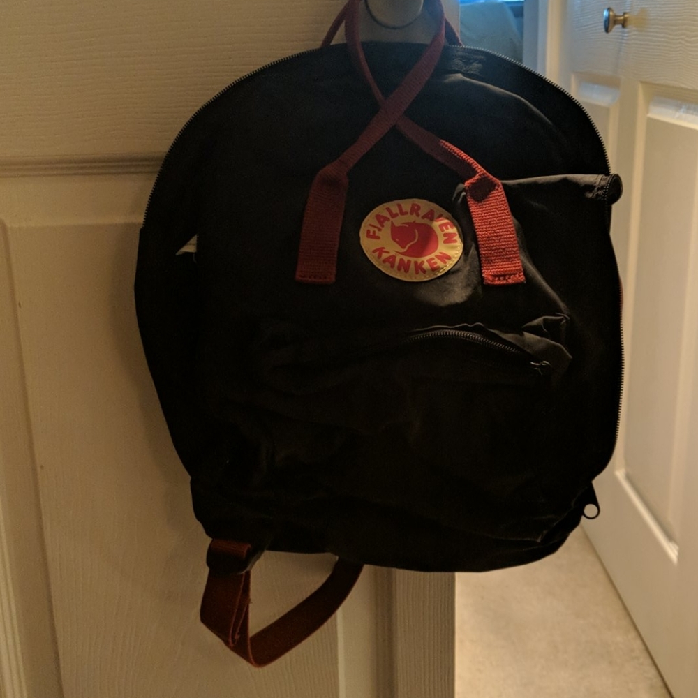 Fjallraven Kanken Daypack, Black/Ox Red